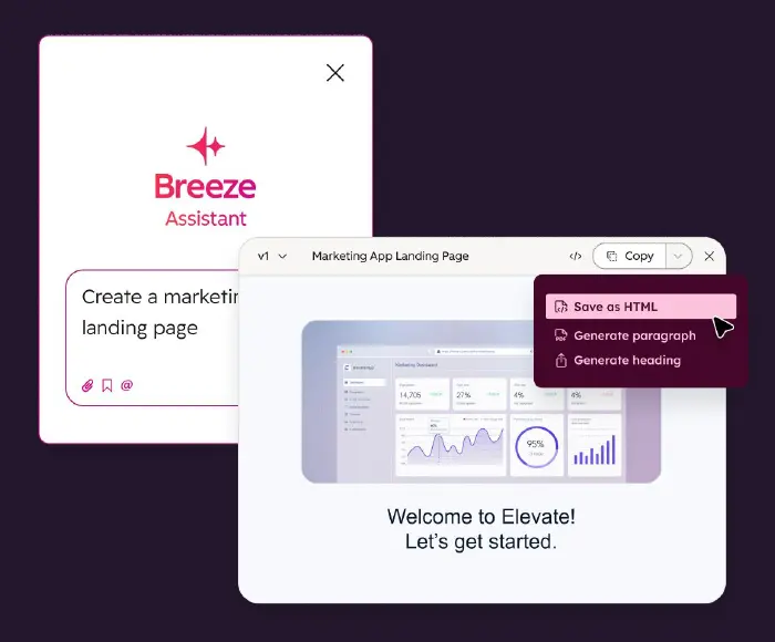 Capture d'écran du nouveau Breeze Assistant