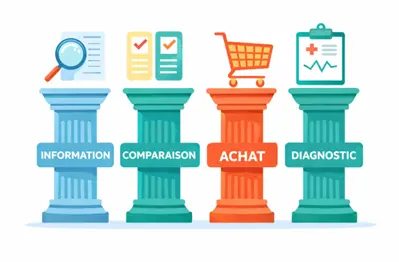 The four search intents: information, comparison, purchase, diagnosis